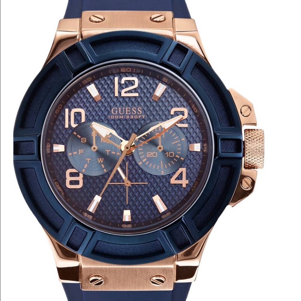 Guess watch- BLUE AND ROSE GOLD CASUAL SPORT WATCH
